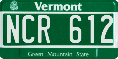 VT license plate NCR612
