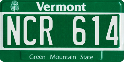 VT license plate NCR614