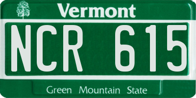VT license plate NCR615