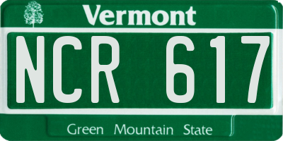 VT license plate NCR617