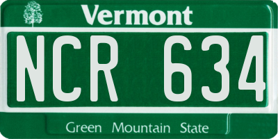 VT license plate NCR634