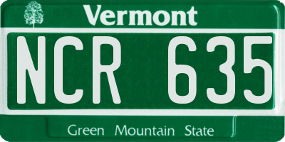 VT license plate NCR635