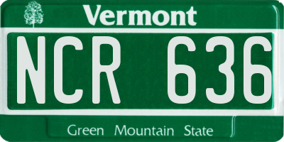 VT license plate NCR636
