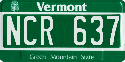 VT license plate NCR637