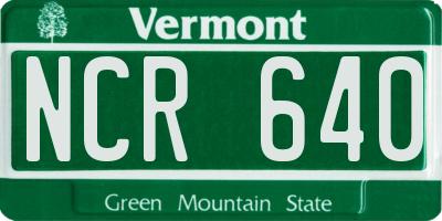 VT license plate NCR640