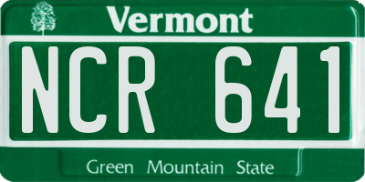 VT license plate NCR641