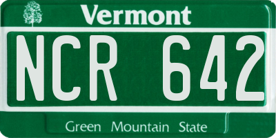 VT license plate NCR642