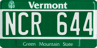 VT license plate NCR644