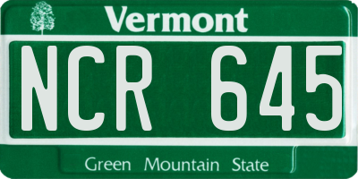 VT license plate NCR645