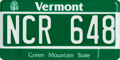 VT license plate NCR648