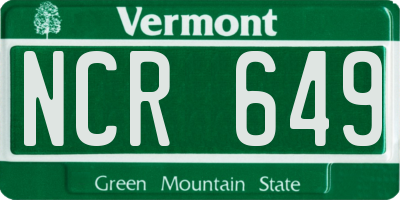 VT license plate NCR649