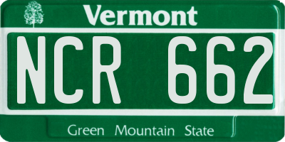 VT license plate NCR662