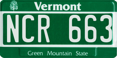 VT license plate NCR663