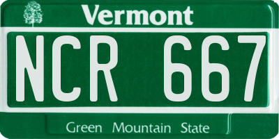 VT license plate NCR667