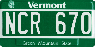 VT license plate NCR670