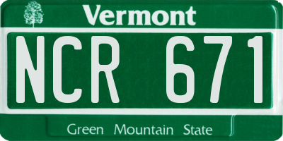 VT license plate NCR671