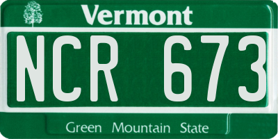 VT license plate NCR673