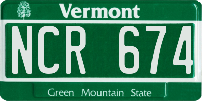 VT license plate NCR674