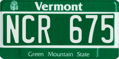 VT license plate NCR675