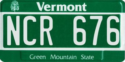 VT license plate NCR676