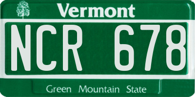 VT license plate NCR678