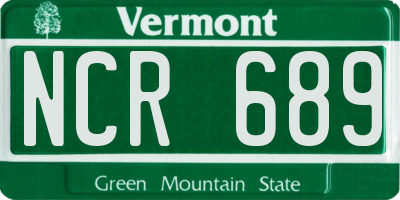 VT license plate NCR689