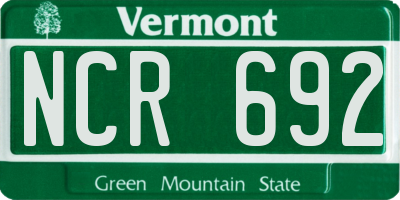 VT license plate NCR692