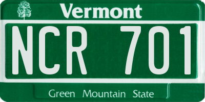 VT license plate NCR701