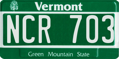 VT license plate NCR703