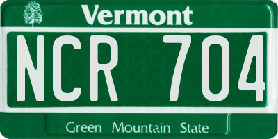 VT license plate NCR704