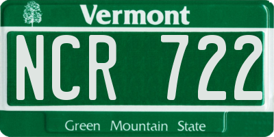 VT license plate NCR722
