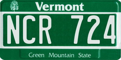 VT license plate NCR724