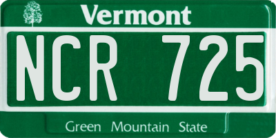 VT license plate NCR725