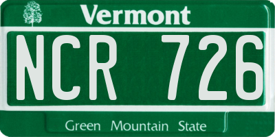 VT license plate NCR726