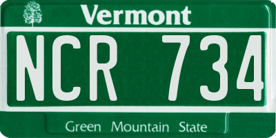 VT license plate NCR734