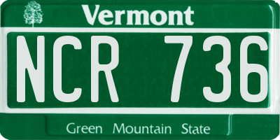 VT license plate NCR736