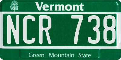 VT license plate NCR738