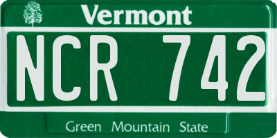 VT license plate NCR742