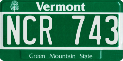 VT license plate NCR743
