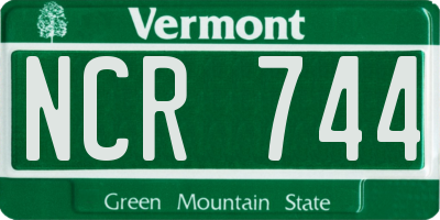 VT license plate NCR744