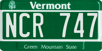 VT license plate NCR747