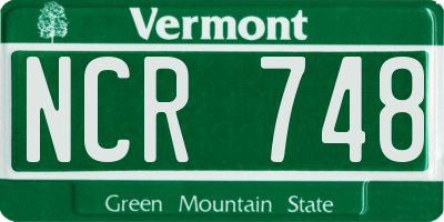 VT license plate NCR748