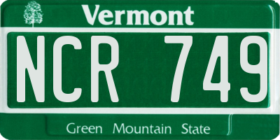 VT license plate NCR749