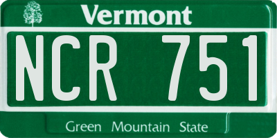 VT license plate NCR751