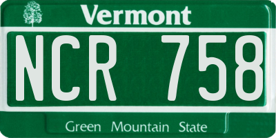 VT license plate NCR758