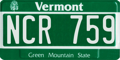 VT license plate NCR759