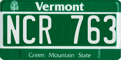 VT license plate NCR763