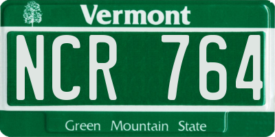 VT license plate NCR764