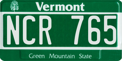 VT license plate NCR765