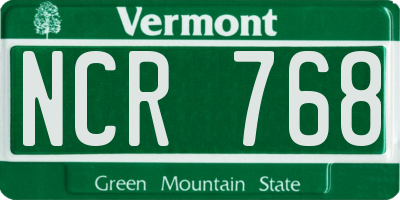 VT license plate NCR768